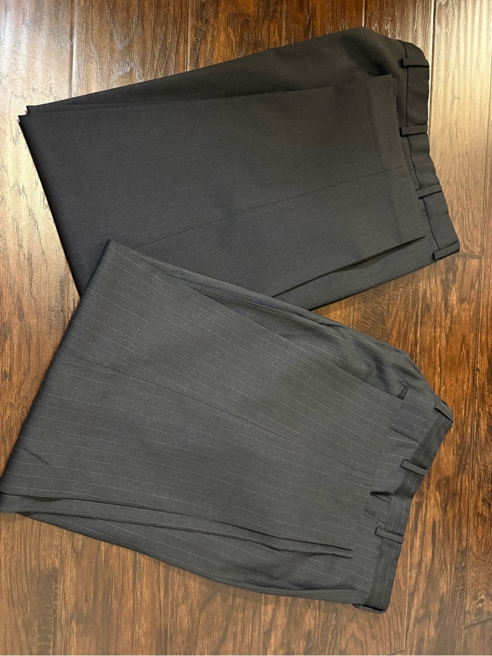 Omero Men's Black Pinstripe and Solid Dress Pants BUNDLE